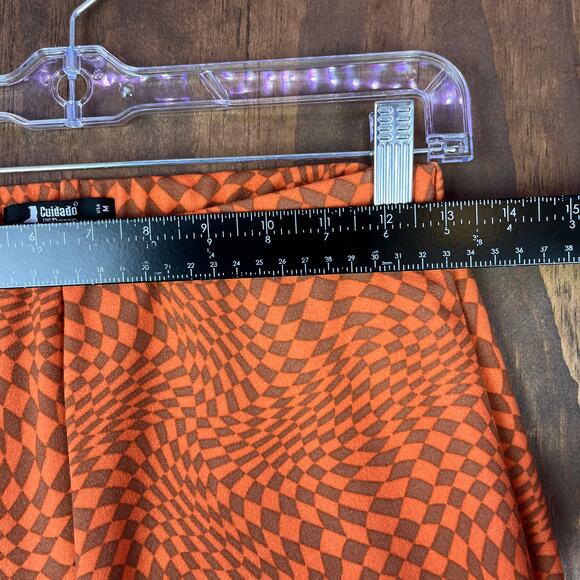 Cuidado Con El Perro Womens Pants Orange Checkered Illusion Pull On Leggings M - Picture 5 of 10